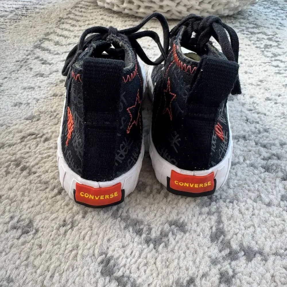 Youth Converse Not A Chuck Unisex Mid Ankle Sneaker Black Orange Skater Sz 1Y